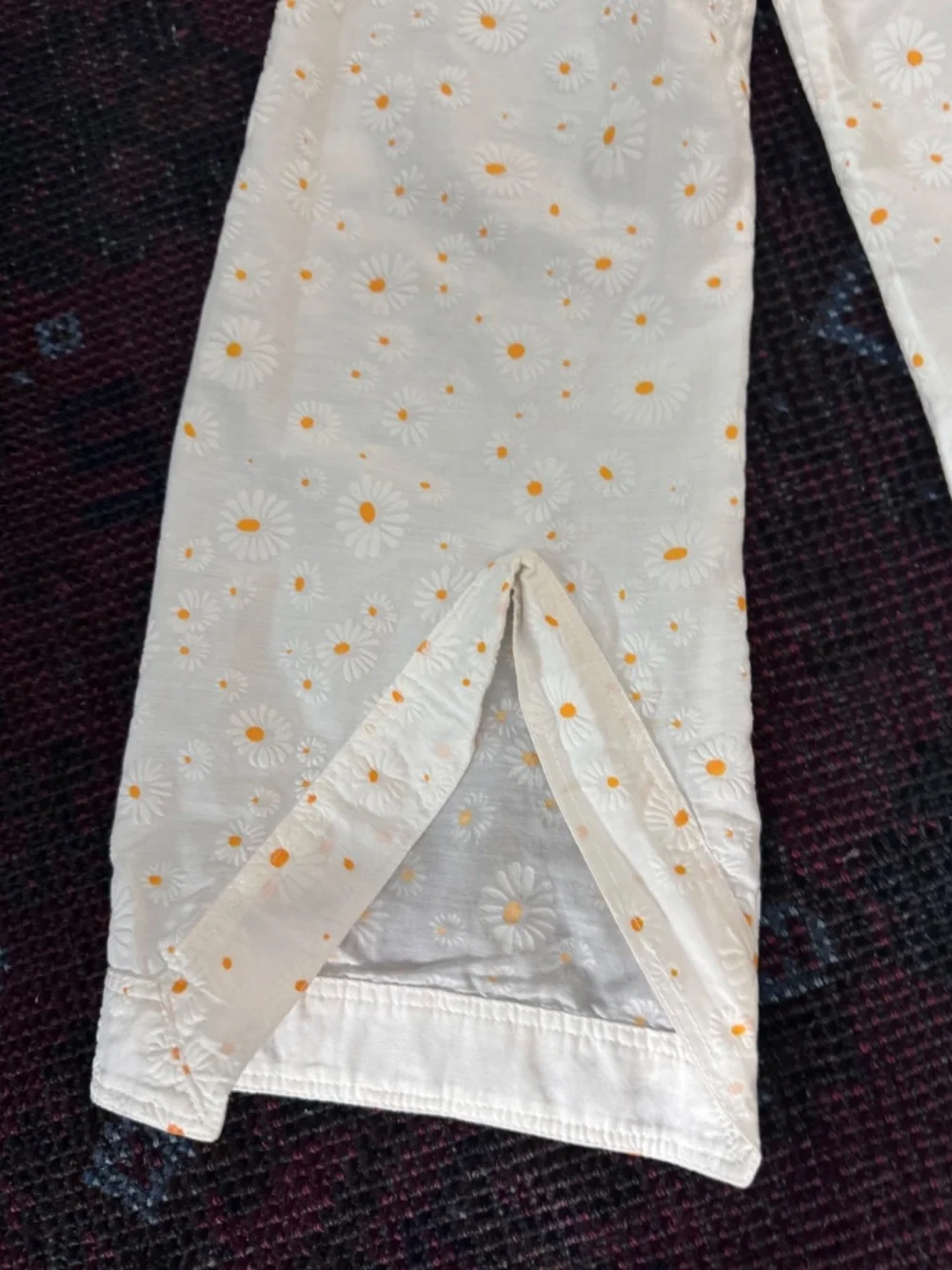 Tory Burch Daisy-Print Floral V-Neck Tunic Blouse | Size Small | Ivory White